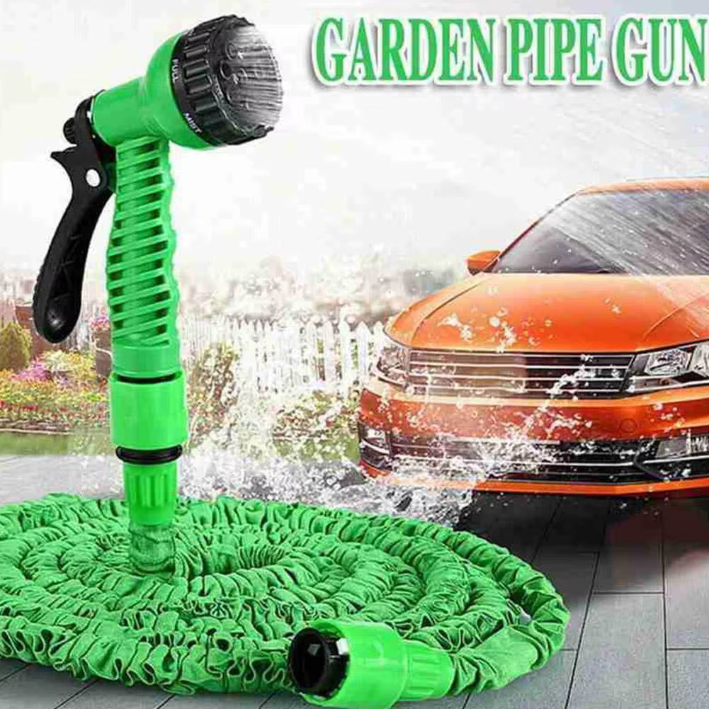 Hydroblaster™ 7-Function Water Gun with Expandable Magic Hose – High-Pressure Spray for Car Wash, Garden & More