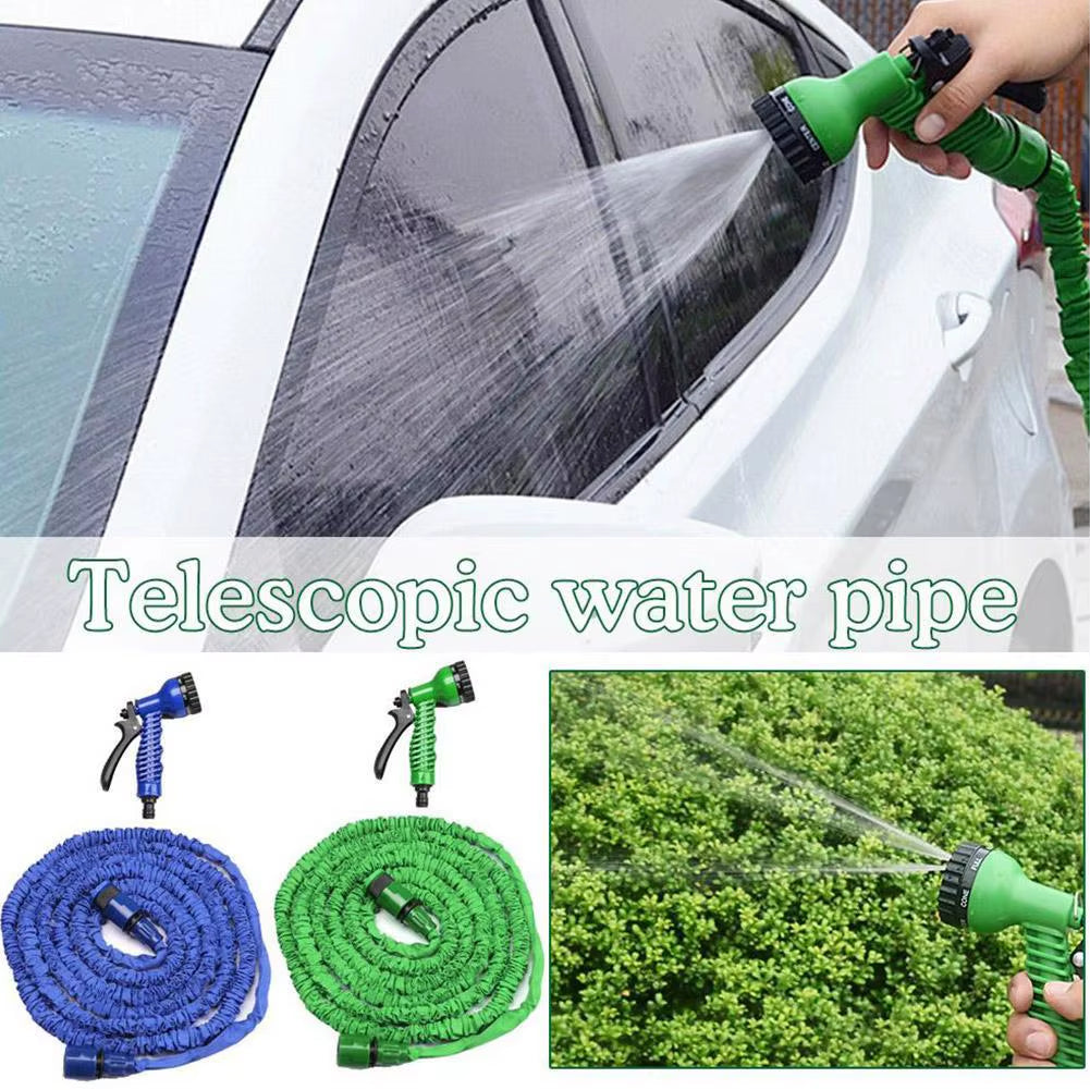 Hydroblaster™ 7-Function Water Gun with Expandable Magic Hose – High-Pressure Spray for Car Wash, Garden & More
